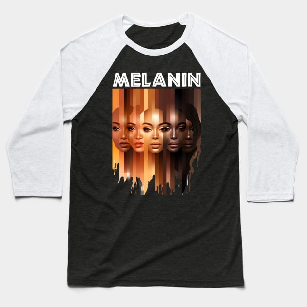 Melanin Shades Afrocentric Beauty For Women Baseball T-Shirt by Merchweaver